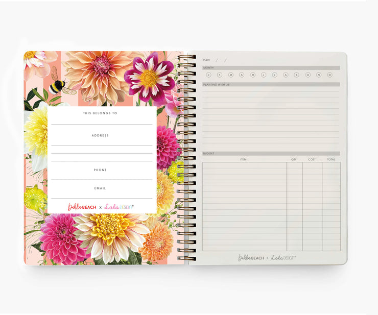 Dahlia Beach x Lola Design B5 Spiral Bound Gardeners Notebook