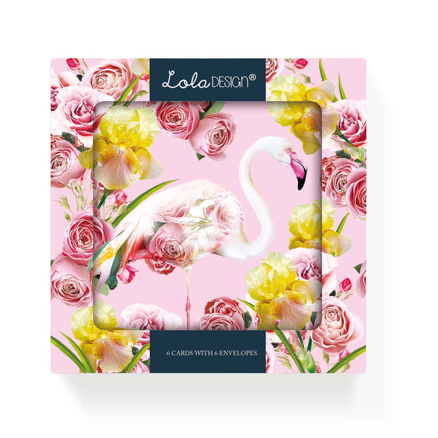 Pack of Six Flamingo Design Notecards