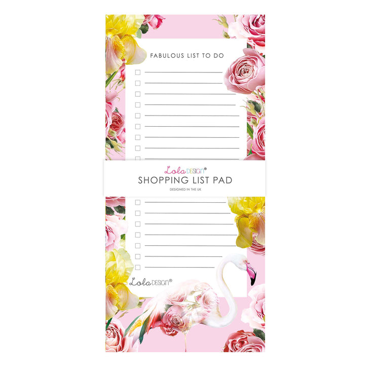 Magnetic To Do List Pad Featuring Botanical Flamingo by Lola Design