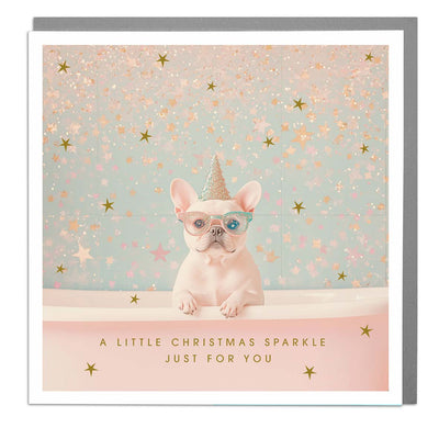 Frenchie - Christmas Sparkle Card by Lola Design