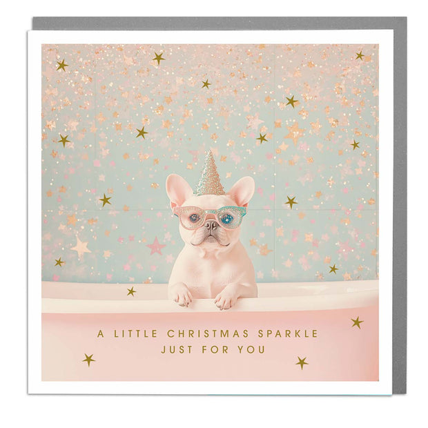 Frenchie - Christmas Sparkle Card by Lola Design