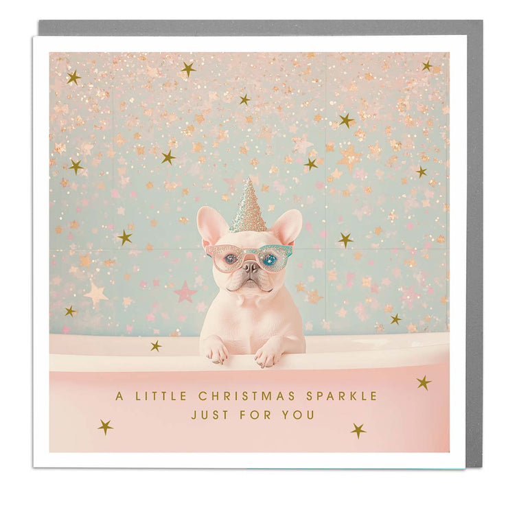 Frenchie - Christmas Sparkle Card by Lola Design