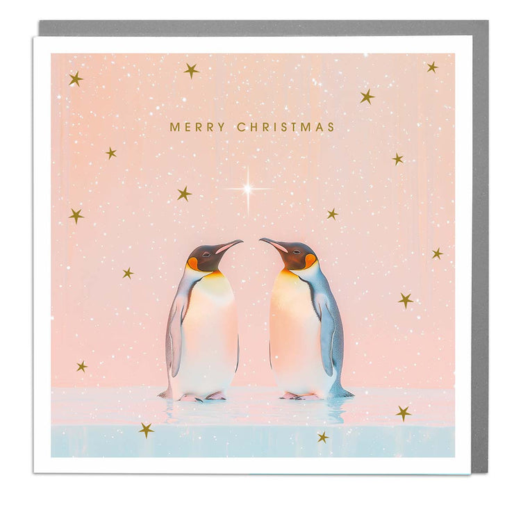 Two Penguins - Merry Christmas Card by Lola Design