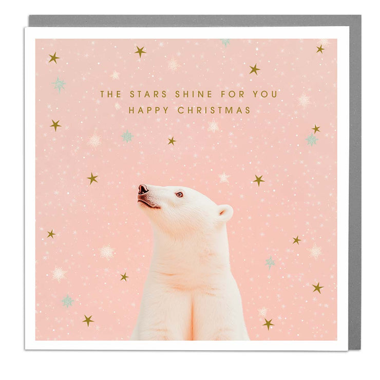 Polar Bear - Stars Shine Happy Christmas Card by Lola Design