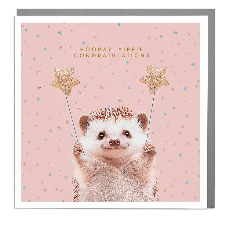 Hedgehog - Hooray, Yippie, Congratulations! Card by Lola Design