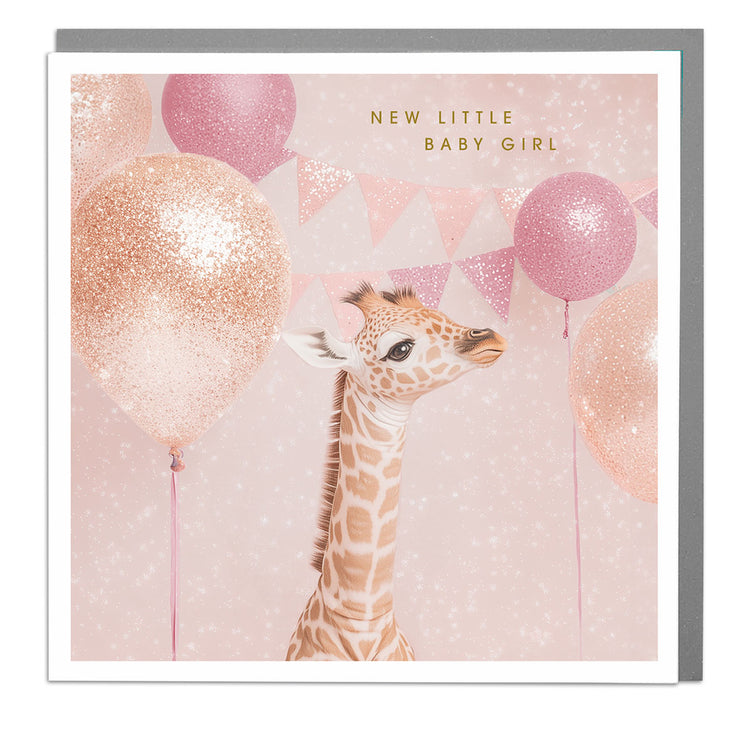 Giraffe New Baby Girl Card by Lola Design