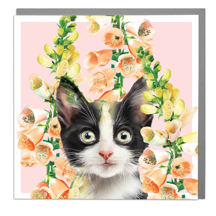 Tuxedo Kitten Blank Art Card by Lola Design