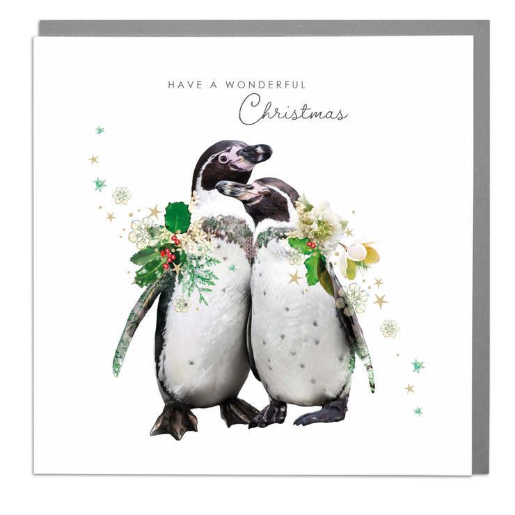 Cuddling Penguins - Have a Wonderful Christmas Card by Lola Design