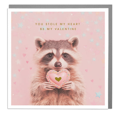 Raccoon - Stole My Heart - Valentines Day Card by Lola Design