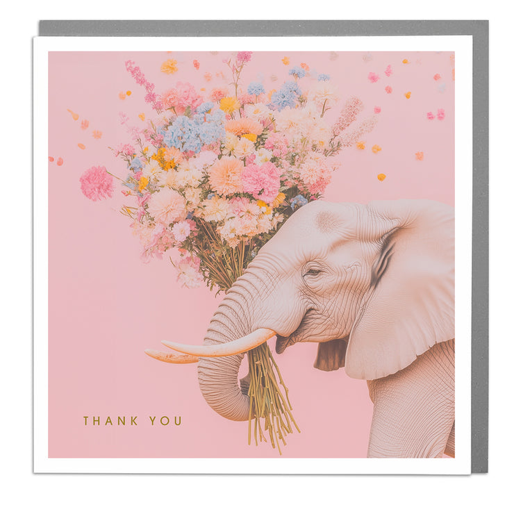 Elephant with Flowers - Thank you Card by Lola Design