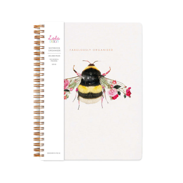 Wiro Bound Bee Organiser / Notebook by Lola Design - Lola Design Ltd