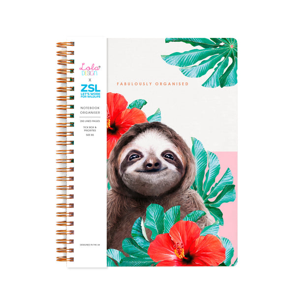 Wiro Bound Sloth Organiser / Notebook - Lola Design x ZSL - Lola Design Ltd