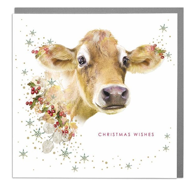 Jersey Cow Christmas Card - Lola Design Ltd