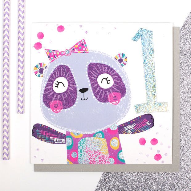 Panda Age 1 Birthday Card - Lola Design Ltd